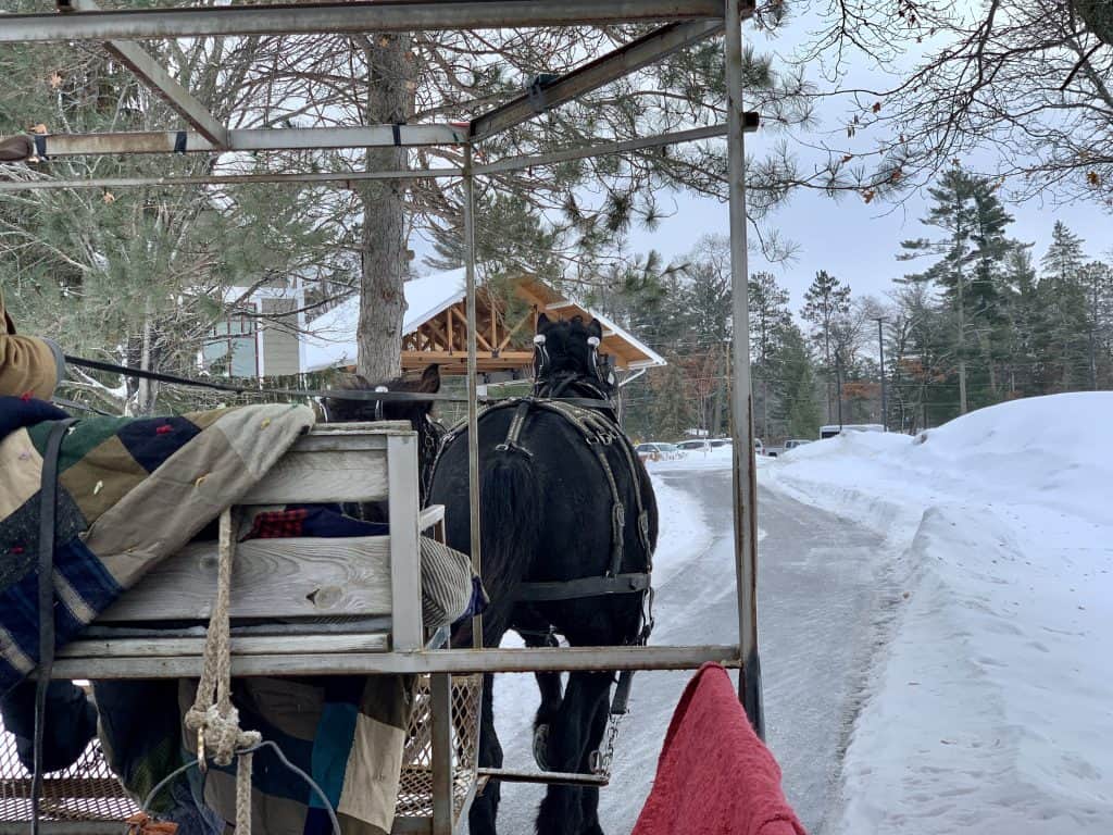 The horse drawn sleigh ride at Grand View Lodge in Nisswa, Minnesota.